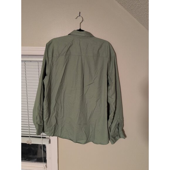 Lime Green Eddie Bauer L Button Up Collared Shirt With Left Breast Pocket - Picture 5 of 7